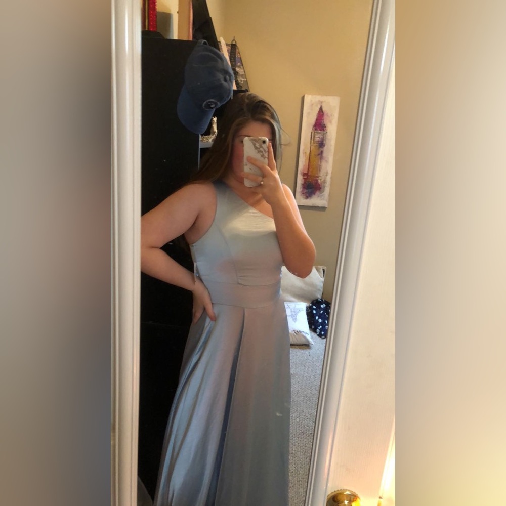 Floor-length one-shoulder satin Prom Dress